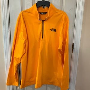 Yellow The North Face 1/4 zip pullover. Fleece lined.